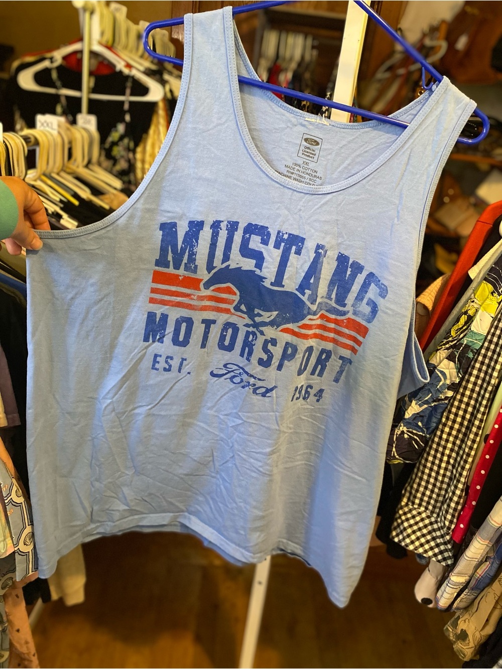 Ford Light Blue Mustang Motorsports Graphic Tank Top